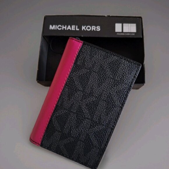 Michael Kors  Men's Jet Set Folding Card Case / Wallet- Dragonfruit NIB - Picture 1 of 5